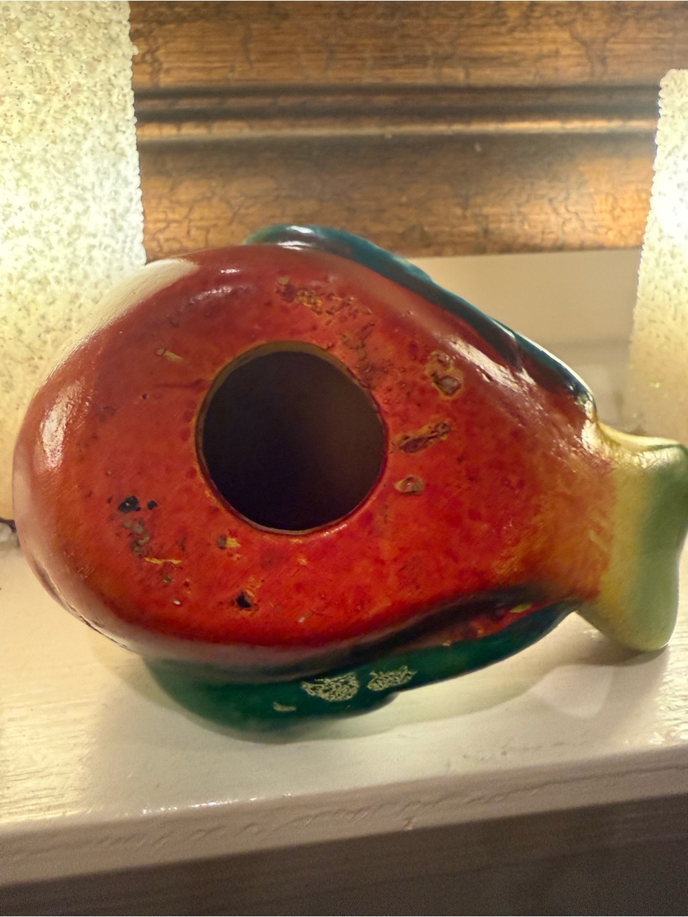 Vintage MCM California Pottery Ceramic Bird Figurine Vibrant Orange/Yellow/Green - Picture 6 of 7